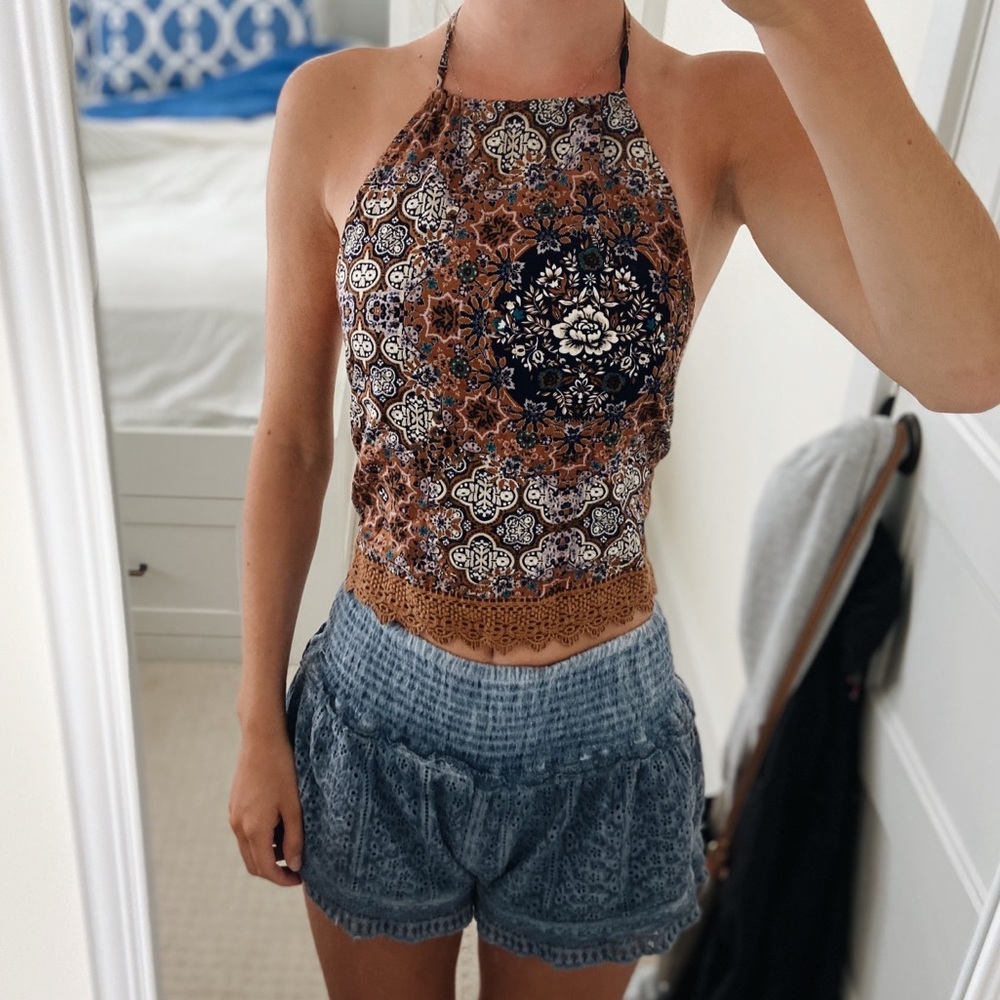 American Eagle Floral Patterned Halter Top